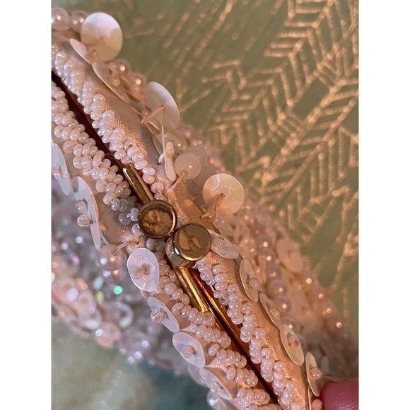 Antique white beaded sequin & pearl evening purse Le Jule - Picture 16 of 16